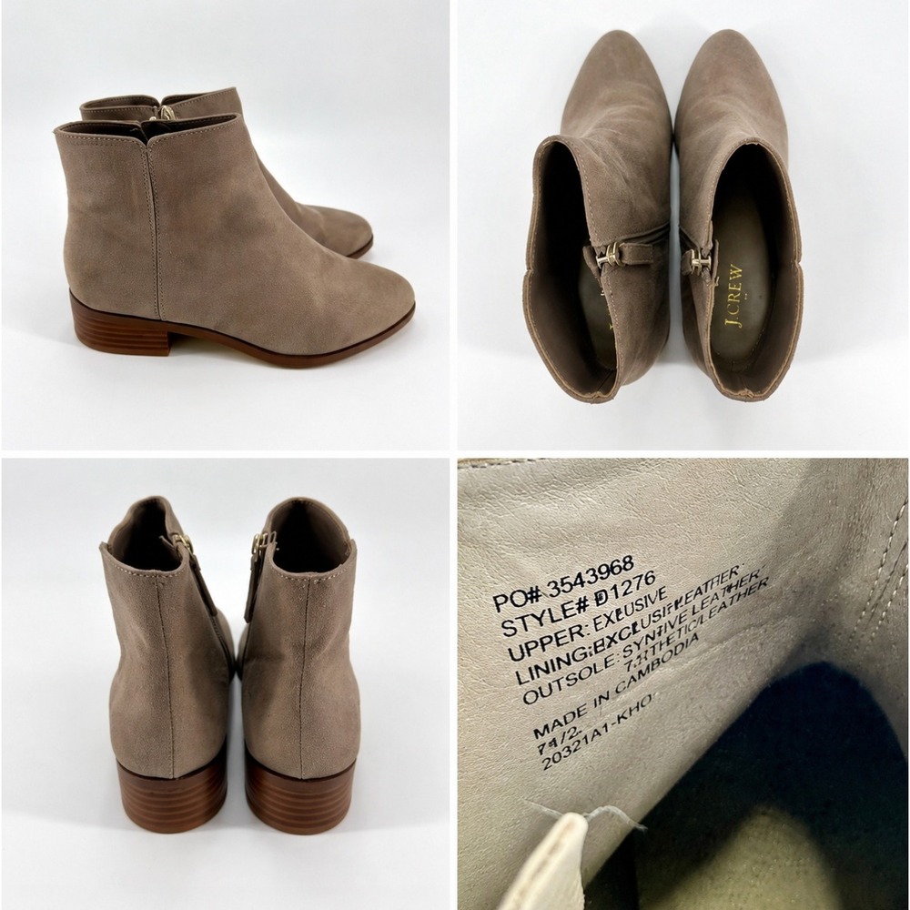 J.Crew Taupe Suede Ankle Boots Womens 6.5 Chelsea Minimalist Quiet Luxury